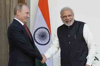Prime Minister Narendra Modi and Russian President Vladimir Putin. (Mohd Zakir/Hindustan Times via GettyImages)