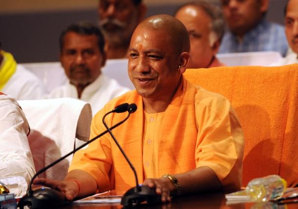 UP Chief Minister Yogi Adityanath during a press conference in Lucknow. (Subhankar Chakraborty/Hindustan Times via GettyImages)