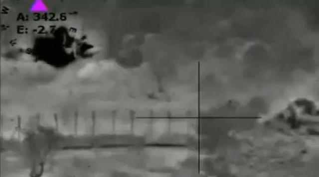  In the footage released by the BSF, a rocket is seen cruising towards a Pakistani bunker. (ANI )