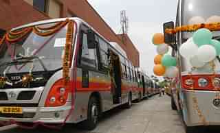 New fleet of DMRC feeder buses during their induction on August 2014. (Virendra Singh Gosain/Hindustan Times)