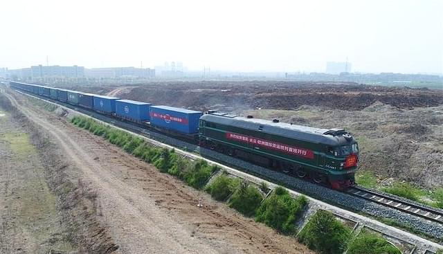 First freight train heads from China to Central Asia.