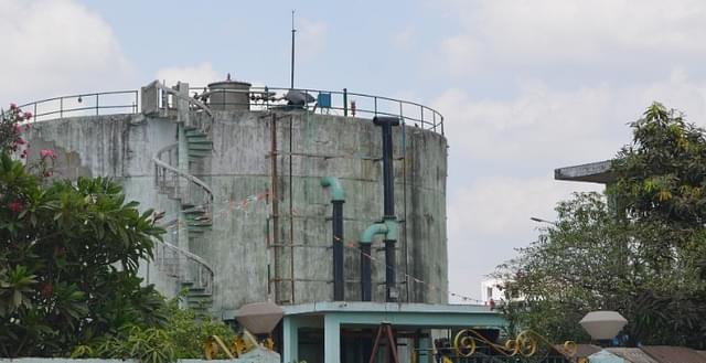The silo in which bio-gas generated from wastes of fruits and vegetables is stored.&nbsp;