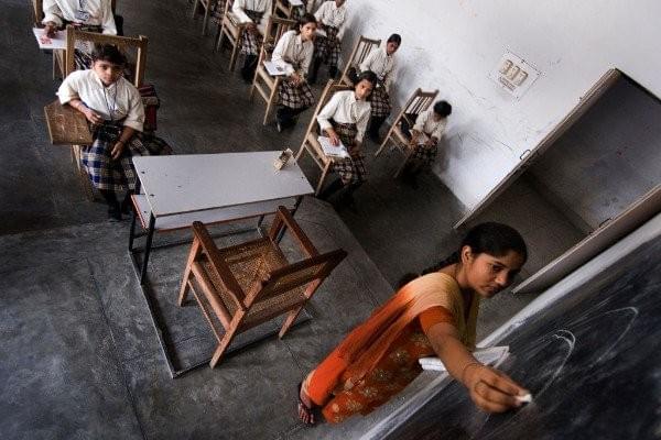 Indian school children photographed at a government school in Lucknow. (Priyanka Parashar/Mint via Getty Images)
