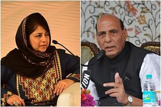 Chief Minister of Jammu and Kashmir Mehbooba Mufti (Left), Union Home Minister Rajnath Singh (Right)