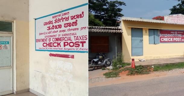 Border checkposts at Attibele in Karnataka, left, and Hosur in Tamil Nadu, right, have been shut now after the GST was launched in July last year. 