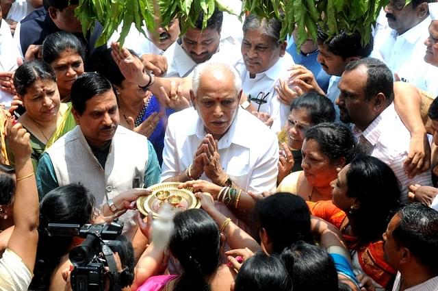 BJP’s B S Yeddyurappa is set to take oath as the next chief minister of Karnataka today. (Hemant Mishra/Mint via GettyImages)&nbsp;
