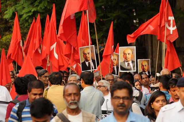 A CPI(M) protest. (Samir Jana/ Hindustan Times via Getty Images)