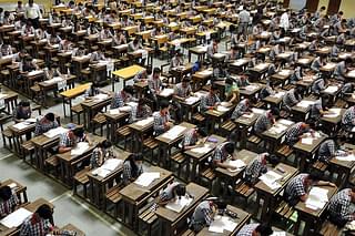 Students appearing the Class XII CBSE exam in Indore, India. (Arun Mondhe/Hindustan Times via Getty Images)&nbsp;