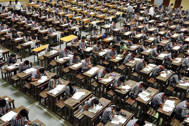 Students appearing the Class XII CBSE exam in Indore, India. (Arun Mondhe/Hindustan Times via Getty Images) 