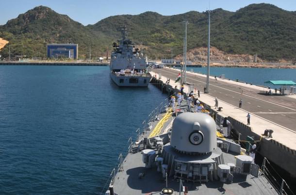 INS Kirch coming alongside with Satpura secured alongside in Cam Ranh Bay harbour.(Indian Navy)