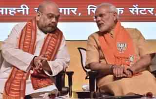 BJP national president Amit Shah and Prime Minister Narendra Modi in New Delhi. (Sonu Mehta/Hindustan Times via GettyImages)