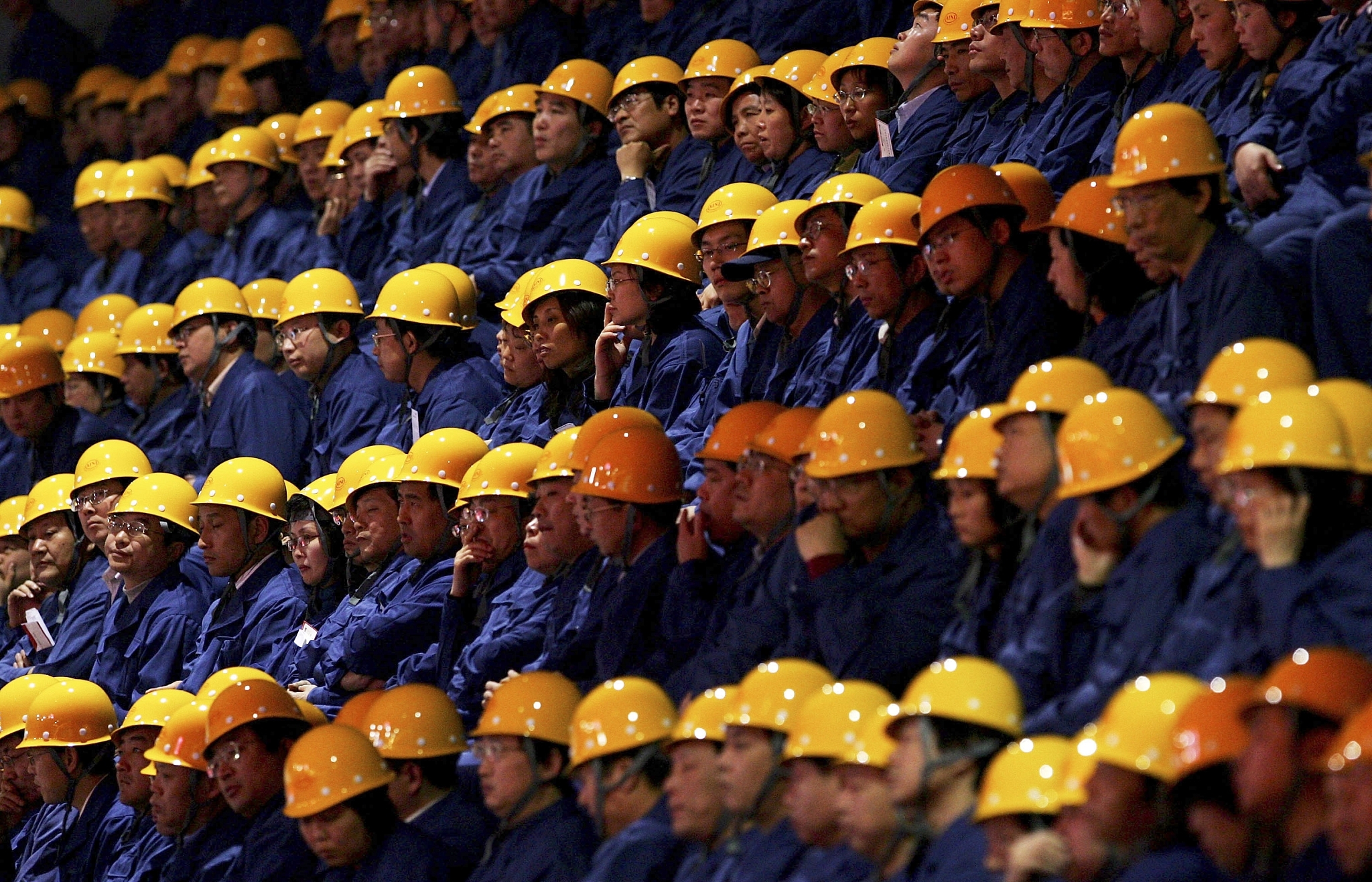 Workers at a factory in China. (Guang Niu via Getty Images)