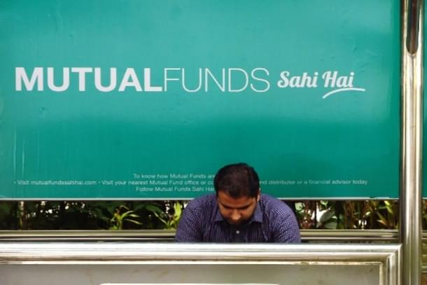 A bus stop with an advertisement promoting mutual funds (INDRANIL MUKHERJEE/AFP/Getty Images)