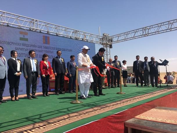 Mongolia breaks ground for the construction of the refinery in presence of Home Minister Rajnath Singh. (Rajnath Singh/Twitter)