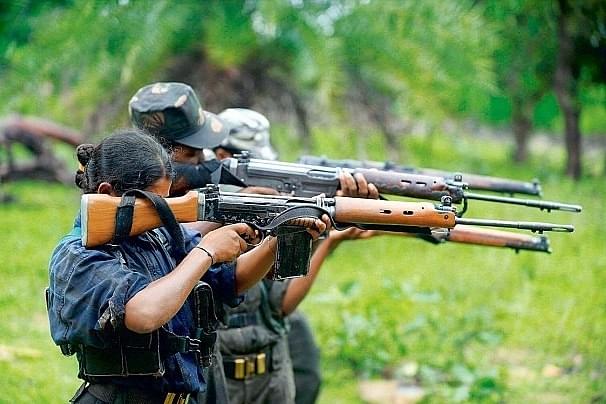 
 Members of a Maoist group in Jharkhand.