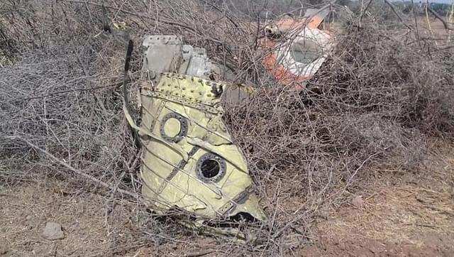 The remains of the crashed fighter jet (ANI/Twitter)