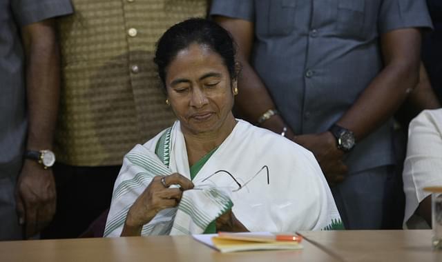 West Bengal Chief Minister Mamata Banerjee during a press conference. (Sanchit Khanna/Hindustan Times via Getty Images)