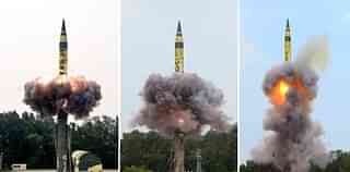 Agni-V nuclear ballistic missile launch from Odisha’s Integrated Test Range.&nbsp; 