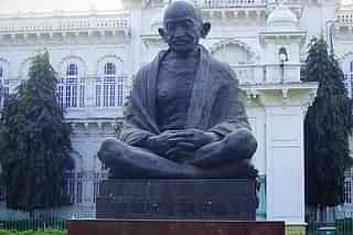 The Gandhi status in front of Legislative Assembly in Hyderabad. (fraboof via Wikimedia Commons)