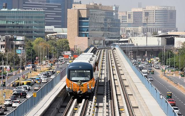 The phase 2 of Gurgaon Rapid Metro. (Sanjeev Verma/Hindustan Times via Getty Images)