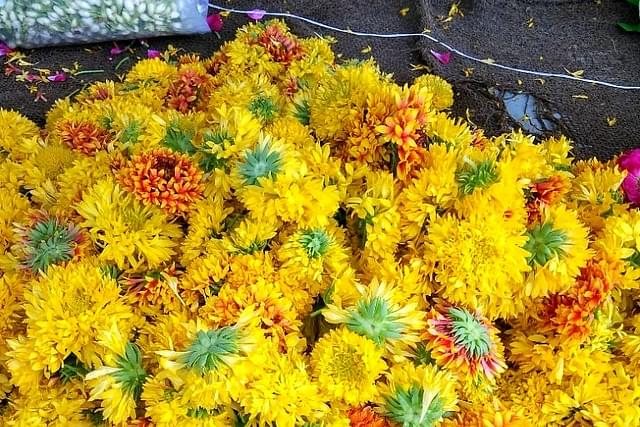 A<i> Navrang</i> flower heap in the town.&nbsp;