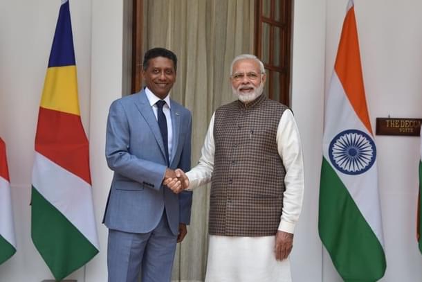 PM Modi with Seychelles President Faure. (pic via Twitter)