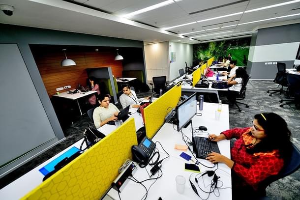 Women employees working in a office of Microsoft  in Gurgaon, India. (Priyanka Parashar/Mint via GettyImages) 