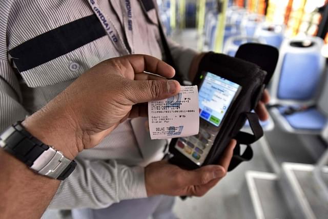 Digital ticket system in New Delhi. (Raj K Raj/Hindustan Times via GettyImages)