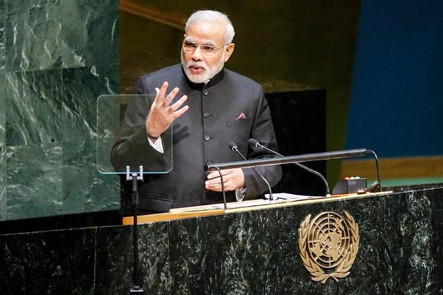 Prime Minister Narendra Modi addressing the 69th United Nations General Assembly. (Kena Betancur/Getty Images)