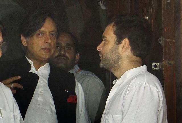 Congress President Rahul Gandhi with Shashi Tharoor, Member of Parliament. (Sonu Mehta/Hindustan Times via Getty Images)‘