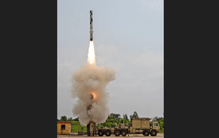 BrahMos missile being fired.