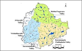 Figure 1: Interconnected lake systems along the major valleys of Bengaluru