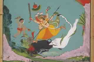 Durga slaying Mahishasura. (Wikimedia Commons)