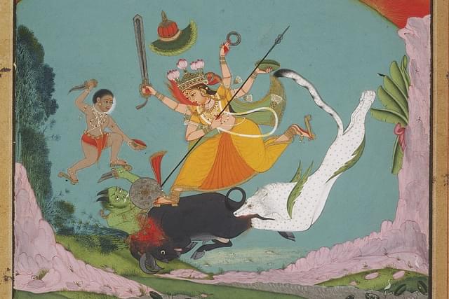 Durga slaying Mahishasura (Wikimedia Commons)