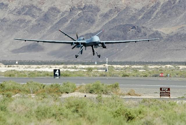 An MQ-9 Reaper takes off on a training mission at Creech Air Force Base in Indian Springs, Nevada. (Ethan Miller/Getty Images)