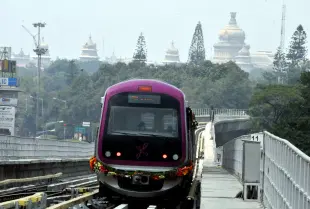 Trains on the Purple Line of the Namma Metro in Bengaluru (Jagdeesh MV/Hindustan Times via Getty Images)