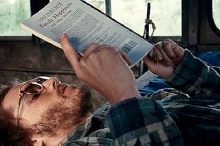 Actor Emile Hirsch’s character Christopher McCandless reading Leo Tolstoy’s <i>Family Happiness</i> in the Sean Penn-directed film <i>Into The Wild</i>.