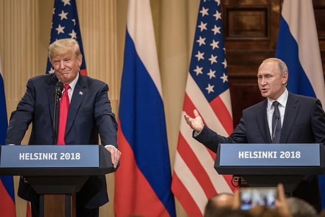 Trump and Putin at the meeting in Helsinki. (Chris McGrath/Getty Images)