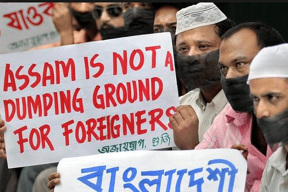 People in Assam protest against the settlement of illegal immigrants in the state. (Daily Sokal)