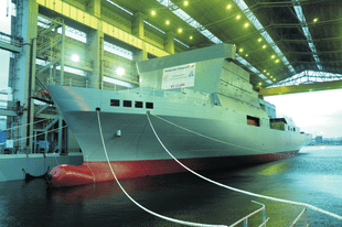 Floating out of a ship at Visakhapatnam's Hindustan Shipyard Limited.