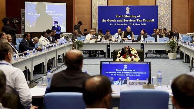 A meeting of the Goods and Services Tax Council in New Delhi.