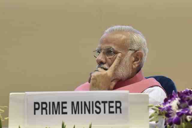 Prime Minister Narendra Modi at Vigyan Bhawan, New Delhi. (Sonu Mehta/Hindustan Times via Getty Images)