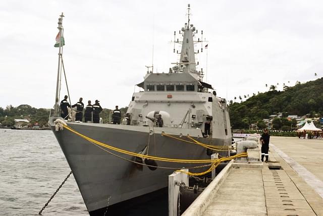 Indian warship INS Sumitra enters Port of Sabang in Indonesia. 