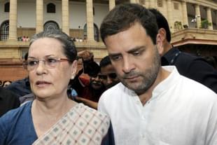 Sonia Gandhi Rahul Gandhi at Parliament complex. (Sonu Mehta/Hindustan Times via Getty Images)