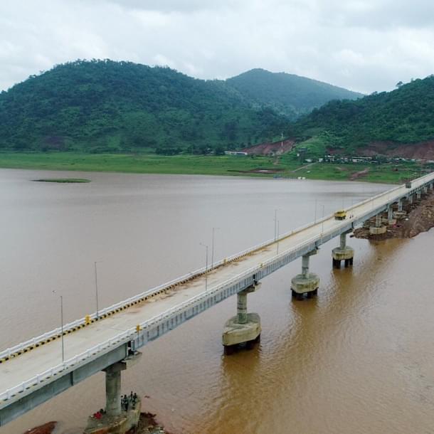 An aerial view of the Gurupriya Pragati Setu  (Naveen Patnaik/Twitter)