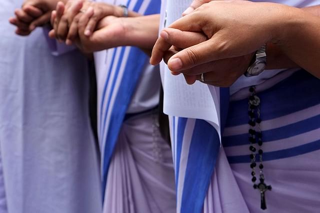 Nuns hold a protest march against rape. (Subhendu Ghosh/Hindustan Times via Getty Images)