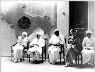 King-maker Kamaraj with three of the past prime ministers of India.