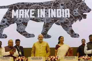 Nirmala Sitharaman with Prime Minister Narendra Modi at a Make-in-India conclave