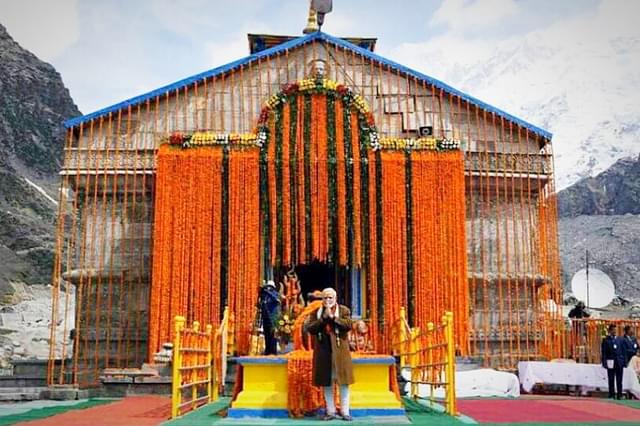 PM Modi at the Kedarnath Shrine. (pic via Twitter)&nbsp;