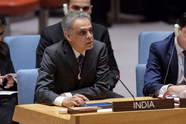 Syed Akbaruddin, Permanent Representative of India to the United Nations speaking during a debate. 